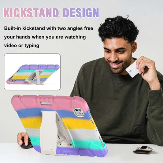 For iPad Pro 11 2025 / 2024 3-Layer Silicone Hybrid PC Tablet Case(Colorful Pink) by buy2fix