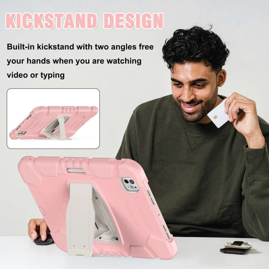 For iPad Pro 11 2025 / 2024 3-Layer Silicone Hybrid PC Tablet Case(Cherry Blossoms Pink) by buy2fix