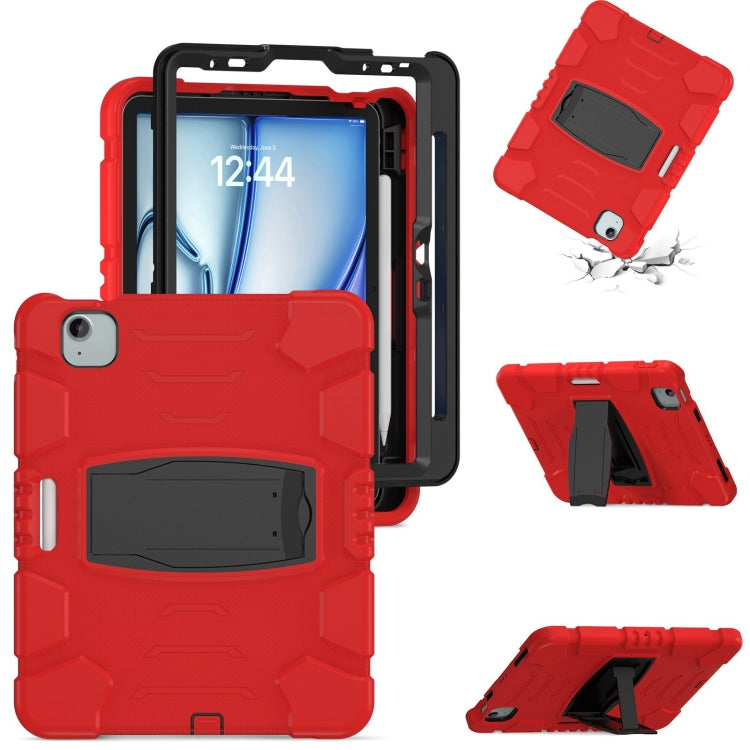 For iPad Air 11 2025 / 2024 3-Layer Silicone Hybrid PC Tablet Case(Red Black) - iPad Air 11 2025 / 2024 Cases by buy2fix | Online Shopping UK | buy2fix