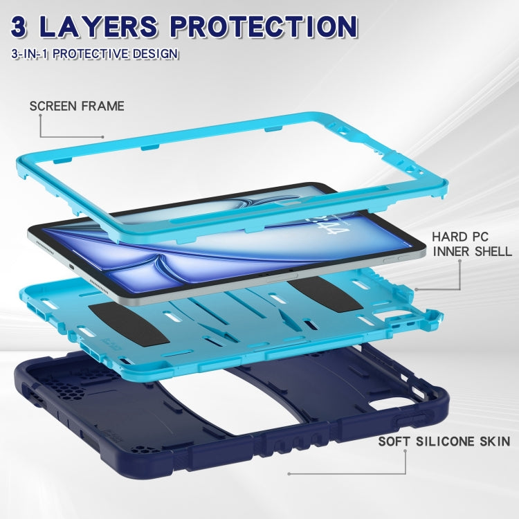 For iPad Air 11 2025 / 2024 3-Layer Silicone Hybrid PC Tablet Case(Navy Blue Blue) - iPad Air 11 2025 / 2024 Cases by buy2fix | Online Shopping UK | buy2fix