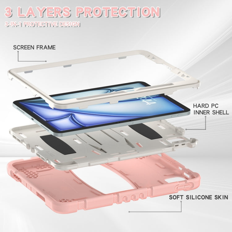 For iPad Air 11 2025 / 2024 3-Layer Silicone Hybrid PC Tablet Case(Cherry Blossoms Pink) - iPad Air 11 2025 / 2024 Cases by buy2fix | Online Shopping UK | buy2fix