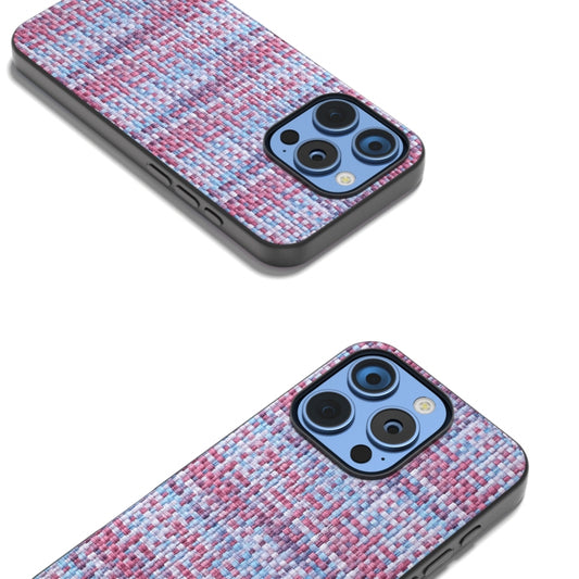 For iPhone 16 Pro Black Frame Color Lattice Texture PU Phone Case(Purple) by buy2fix