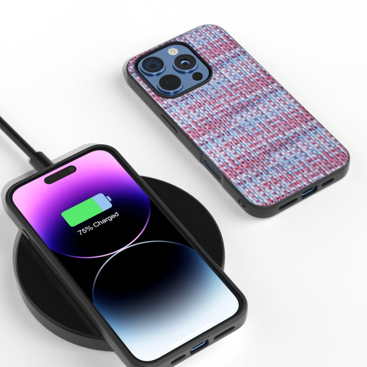 For iPhone 16 Pro Max Black Frame Color Lattice Texture PU Phone Case(Purple) by buy2fix