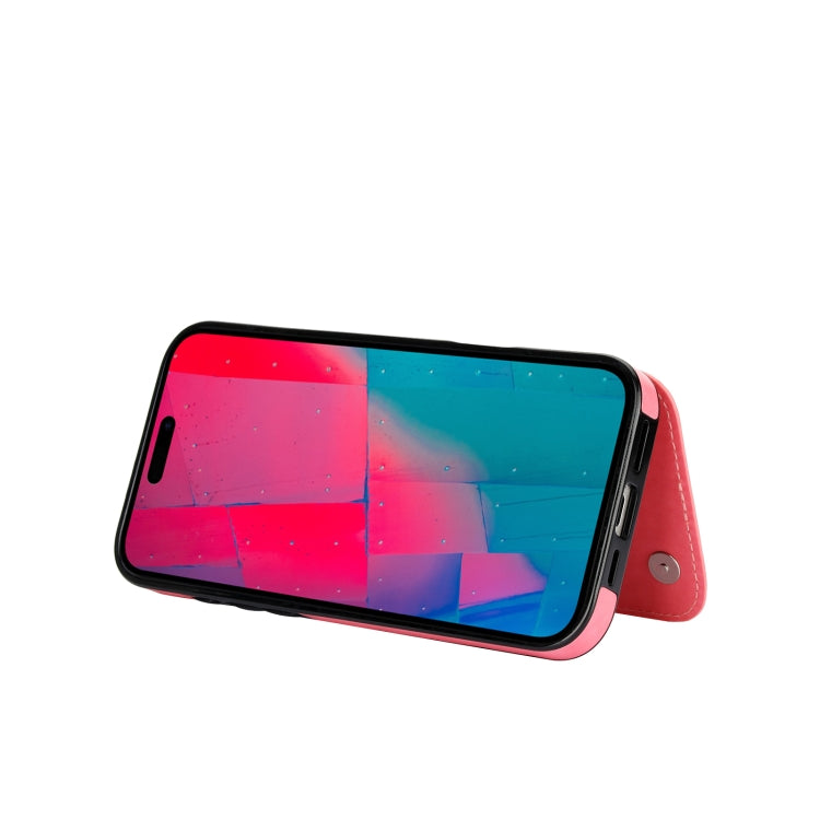 For iPhone 16 Pro Max Double Buckle Butterfly Embossing PU Phone Case(Pink) by buy2fix