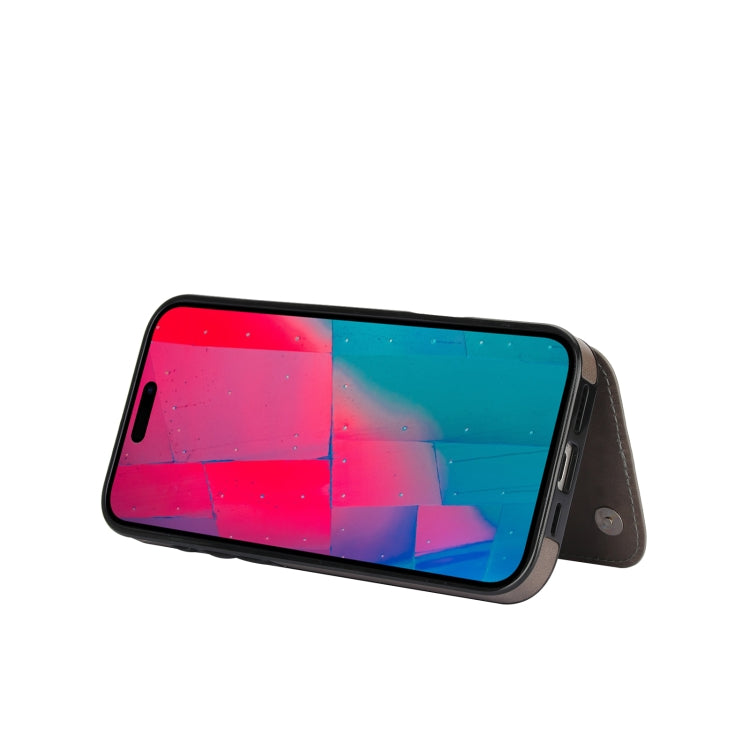 For iPhone 16 Pro Max Double Buckle Butterfly Embossing PU Phone Case(Grey) by buy2fix