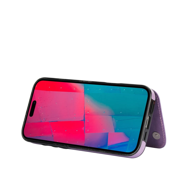 For iPhone 16 Pro Max Double Buckle Butterfly Embossing PU Phone Case(Purple) by buy2fix