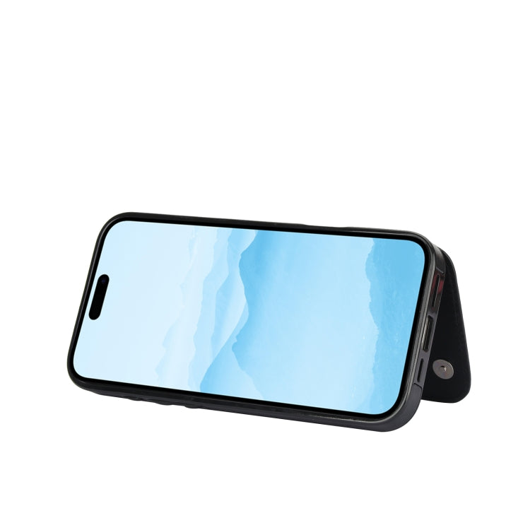 For iPhone 16 Plus Double Buckle Butterfly Embossing PU Phone Case(Black) by buy2fix