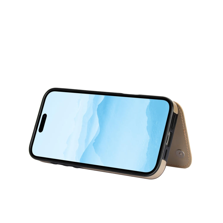 For iPhone 16 Plus Double Buckle Butterfly Embossing PU Phone Case(Gold) by buy2fix