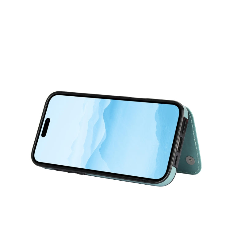 For iPhone 16 Plus Double Buckle Butterfly Embossing PU Phone Case(Green) by buy2fix