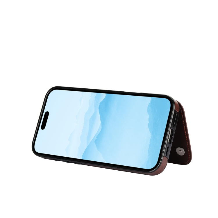 For iPhone 16 Plus Double Buckle Butterfly Embossing PU Phone Case(Brown) by buy2fix