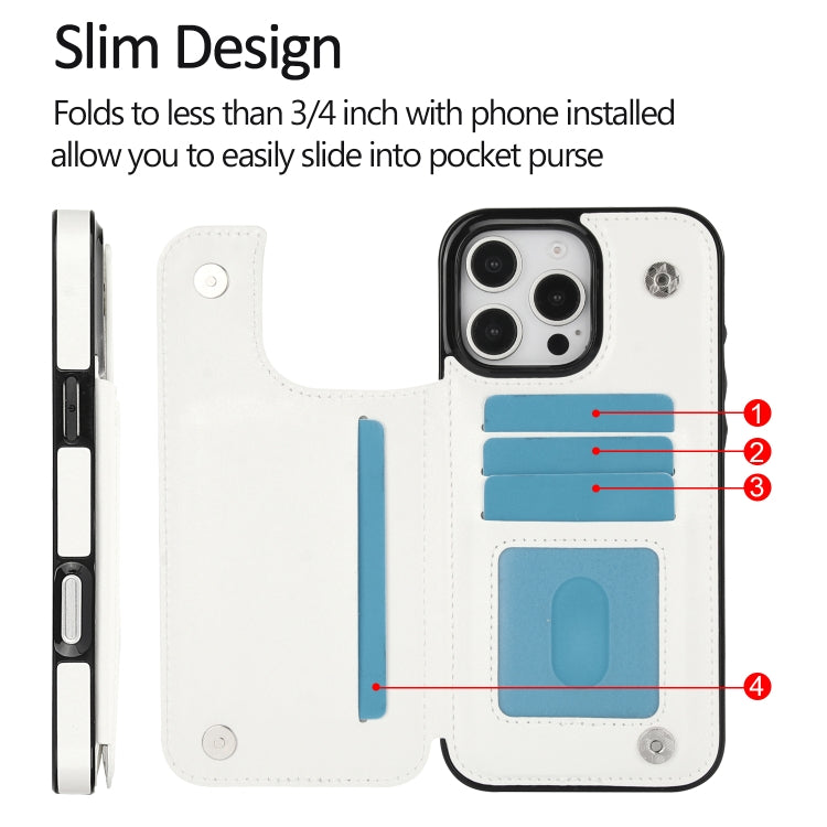 For iPhone 16 Pro Max Double Buckle Crazy Horse Texture PU Phone Case(Pink) by buy2fix