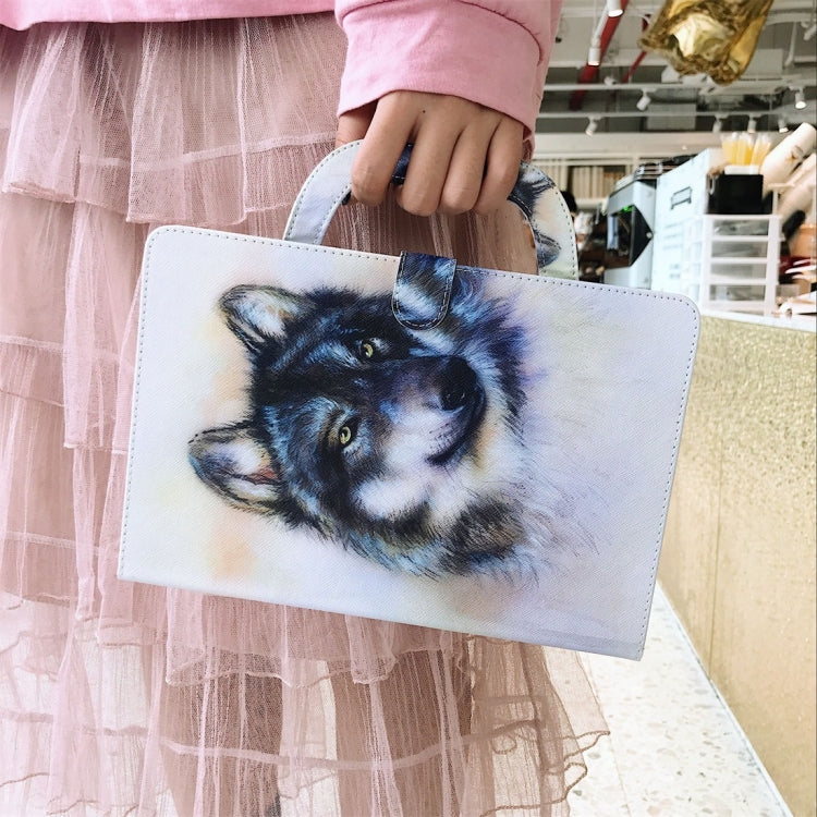 For Samsung Galaxy Tab S7 T870 (2020) 3D Colored Drawing Horizontal Flip Leather Case with Holder & Card Slot & Wallet & Handle(White Wolf) by buy2fix