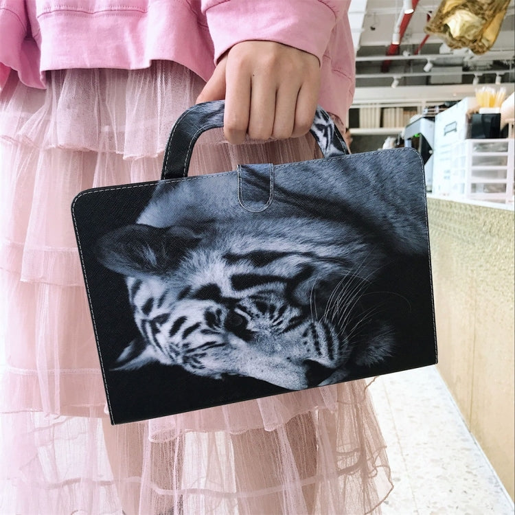 For Samsung Galaxy Tab S7 T870 (2020) 3D Colored Drawing Horizontal Flip Leather Case with Holder & Card Slot & Wallet & Handle(White Tiger) by buy2fix