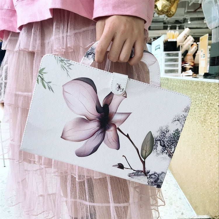 For Samsung Galaxy Tab S7 T870 (2020) 3D Colored Drawing Horizontal Flip Leather Case with Holder & Card Slot & Wallet & Handle(Magnolia) by buy2fix