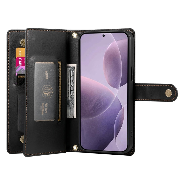 For Redmi K70 Nine Card-slot Zipper Wallet Bag Leather Phone Case(Black) - Xiaomi Cases by buy2fix | Online Shopping UK | buy2fix
