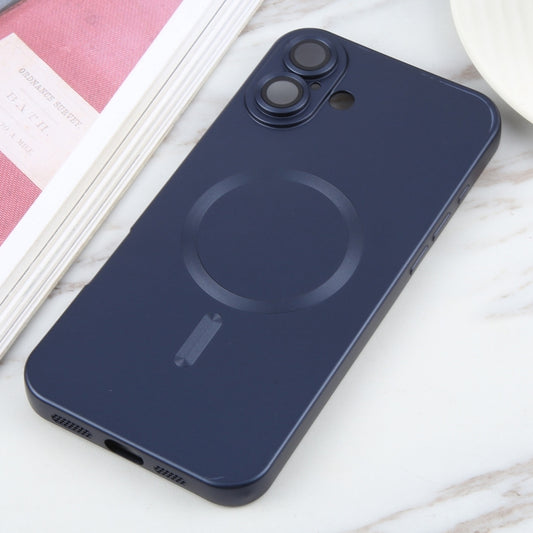 For iPhone 16 Plus Liquid TPU Silicone Solid Color MagSafe Phone Case(Dark Blue) by buy2fix