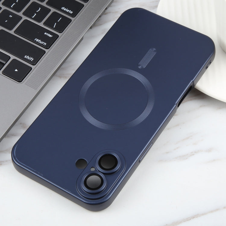For iPhone 16 Plus Liquid TPU Silicone Solid Color MagSafe Phone Case(Dark Blue) by buy2fix