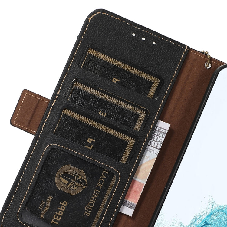 For Samsung Galaxy S24 FE 5G Side-Magnetic TJ Genuine Leather RFID Phone Case(Black) - Galaxy S24 FE 5G Cases by buy2fix | Online Shopping UK | buy2fix