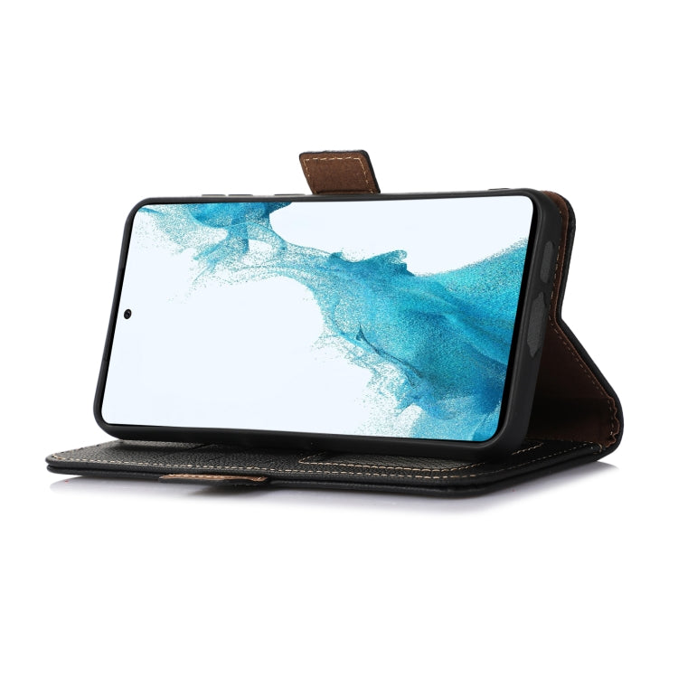 For Samsung Galaxy S24 FE 5G Side-Magnetic TJ Genuine Leather RFID Phone Case(Black) - Galaxy S24 FE 5G Cases by buy2fix | Online Shopping UK | buy2fix
