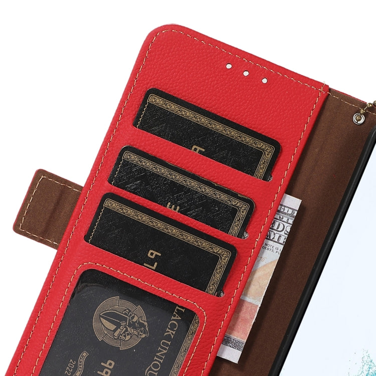 For Samsung Galaxy S24 FE 5G Side-Magnetic TJ Genuine Leather RFID Phone Case(Red) - Galaxy S24 FE 5G Cases by buy2fix | Online Shopping UK | buy2fix