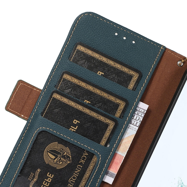 For Samsung Galaxy S24 FE 5G Side-Magnetic TJ Genuine Leather RFID Phone Case(Green) - Galaxy S24 FE 5G Cases by buy2fix | Online Shopping UK | buy2fix
