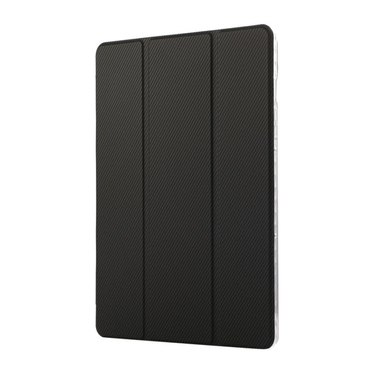 For Samsung Galaxy Tab S9 / S9 FE Carbon Fiber Clear Acrylic 3-Fold Leather Tablet Case(Black) by buy2fix