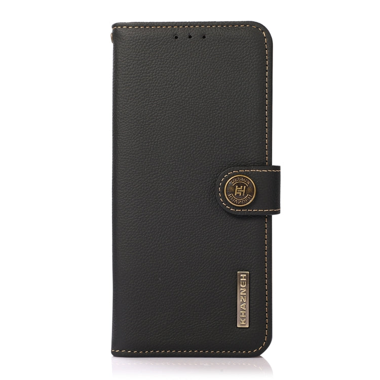 For Samsung Galaxy S24 FE 5G KHAZNEH Custer Genuine Leather RFID Phone Case(Black) - Galaxy S23 FE 5G Cases by buy2fix | Online Shopping UK | buy2fix