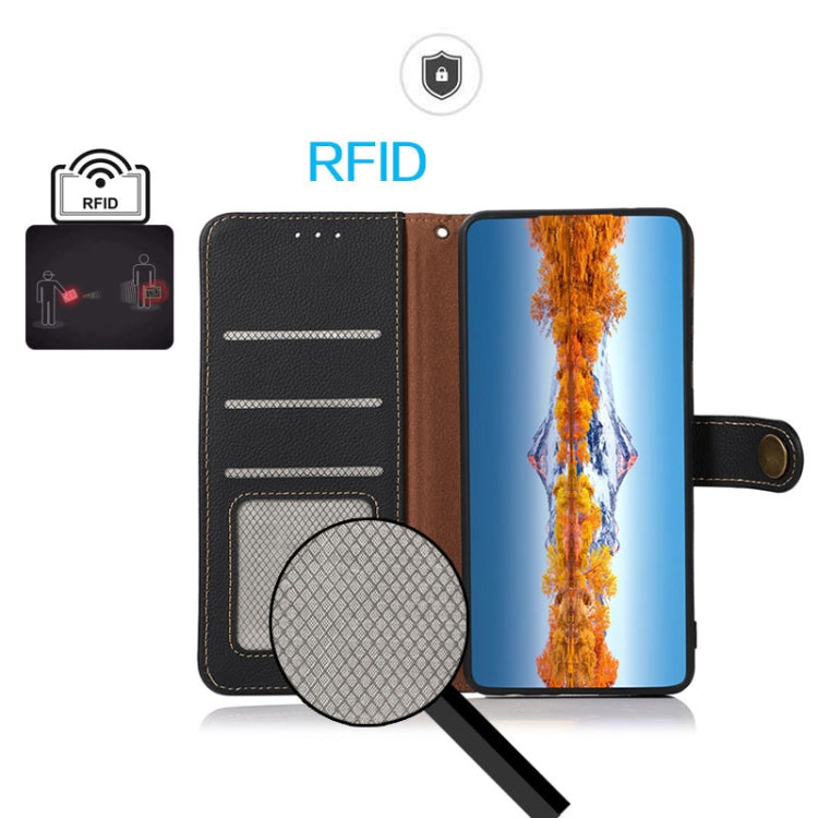 For Samsung Galaxy S24 FE 5G KHAZNEH Custer Genuine Leather RFID Phone Case(Black) - Galaxy S23 FE 5G Cases by buy2fix | Online Shopping UK | buy2fix
