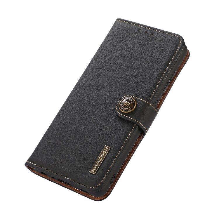 For Samsung Galaxy S24 FE 5G KHAZNEH Custer Genuine Leather RFID Phone Case(Black) - Galaxy S23 FE 5G Cases by buy2fix | Online Shopping UK | buy2fix
