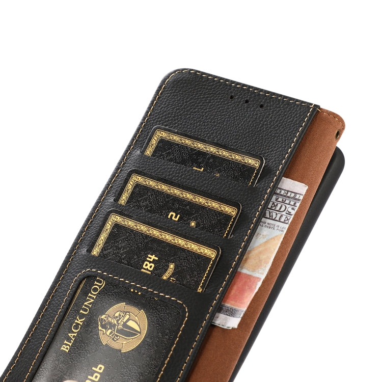 For Samsung Galaxy S24 FE 5G KHAZNEH Custer Genuine Leather RFID Phone Case(Black) - Galaxy S23 FE 5G Cases by buy2fix | Online Shopping UK | buy2fix