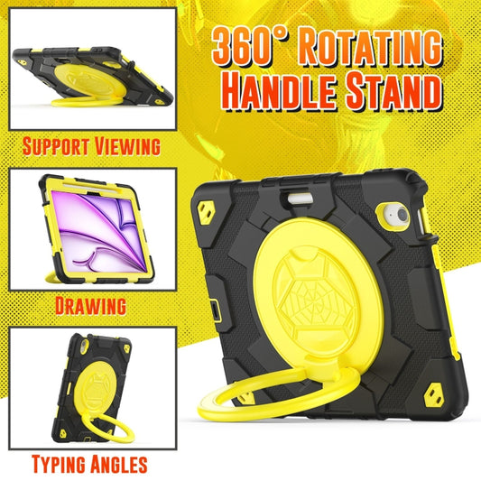 For iPad Air 11 2025 / 2024 Spider Rotation Handle Silicone Hybrid PC Tablet Case(Black Yellow) by buy2fix