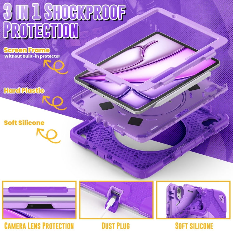 For iPad Air 11 2024 Spider Rotation Handle Silicone Hybrid PC Tablet Case(Purple) - iPad Air 11 2024 Cases by buy2fix | Online Shopping UK | buy2fix