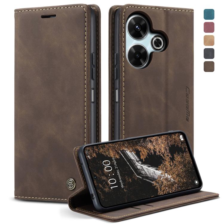 For Redmi 13 CaseMe 013 Multifunctional Horizontal Flip Leather Phone Case(Coffee) - Redmi 13 Cases by CaseMe | Online Shopping UK | buy2fix