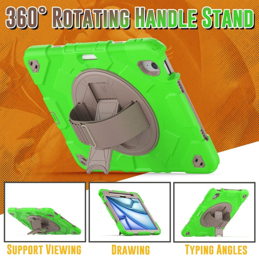 For iPad Air 11 2025 / 2024 Spider Hand Grip Turntable Stand Tablet Case(Coffee Green) by buy2fix