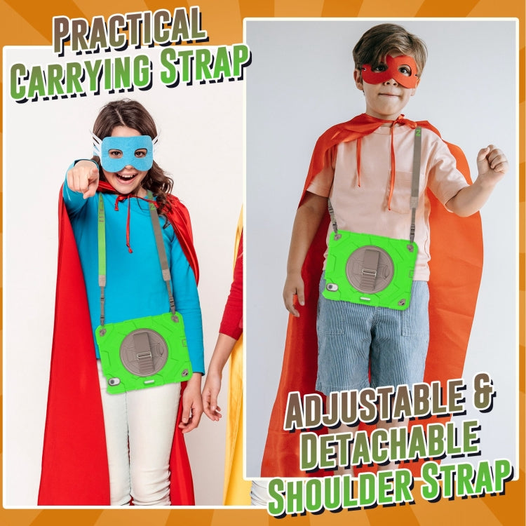 For iPad Air 11 2025 / 2024 Spider Hand Grip Turntable Stand Tablet Case(Coffee Green) by buy2fix