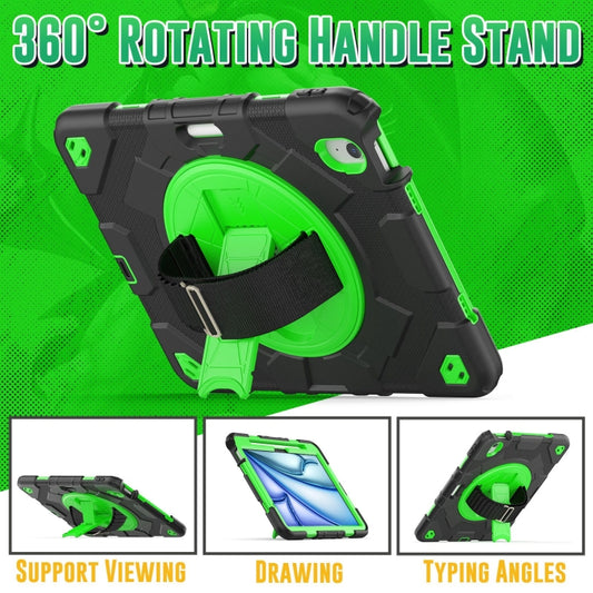 For iPad Air 11 2025 / 2024 Spider Hand Grip Turntable Stand Tablet Case(Black Green) by buy2fix