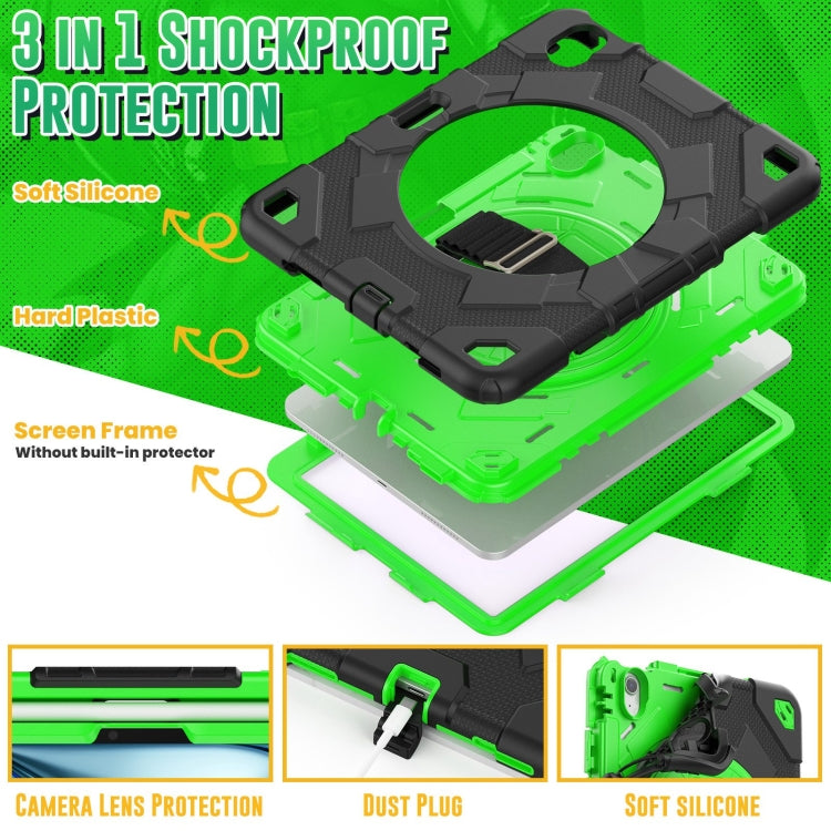 For iPad Air 11 2025 / 2024 Spider Hand Grip Turntable Stand Tablet Case(Black Green) - iPad Air 11 2025 / 2024 Cases by buy2fix | Online Shopping UK | buy2fix