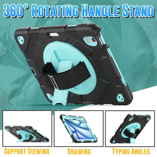 For iPad Air 11 2025 / 2024 Spider Hand Grip Turntable Stand Tablet Case(Black Light Blue) by buy2fix