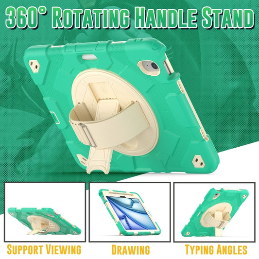 For iPad Air 11 2025 / 2024 Spider Hand Grip Turntable Stand Tablet Case(Cyan Gold) by buy2fix