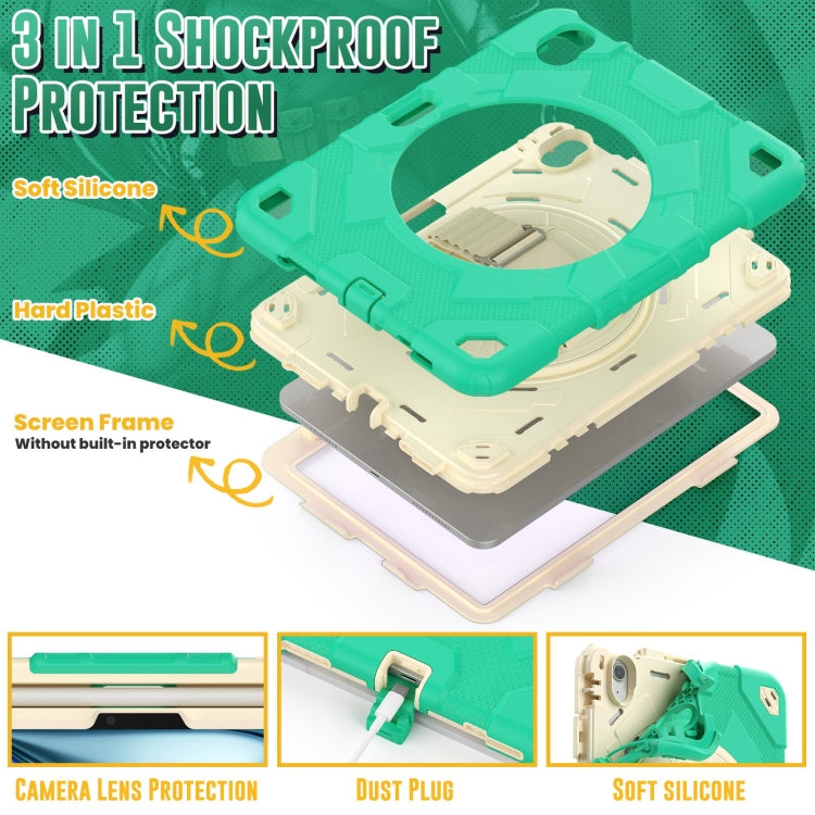 For iPad Air 11 2025 / 2024 Spider Hand Grip Turntable Stand Tablet Case(Cyan Gold) - iPad Air 11 2025 / 2024 Cases by buy2fix | Online Shopping UK | buy2fix