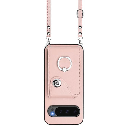 For Google Pixel 10 Pro XL Organ Card Bag Ring Holder Phone Case with Long Lanyard(Pink) - Google Cases by buy2fix | Online Shopping UK | buy2fix