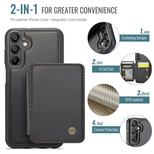 For Samsung Galaxy A15 JEEHOOD J05 Business Magnetic Style RFID Leather Phone Case(Black) - Galaxy Phone Cases by JEEHOOD | Online Shopping UK | buy2fix