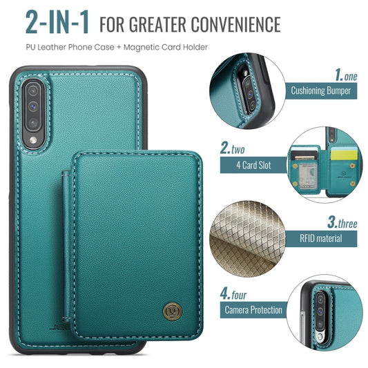 For Samsung Galaxy A50 JEEHOOD J05 Business Magnetic Style RFID Leather Phone Case(Blue Green) - Galaxy Phone Cases by JEEHOOD | Online Shopping UK | buy2fix