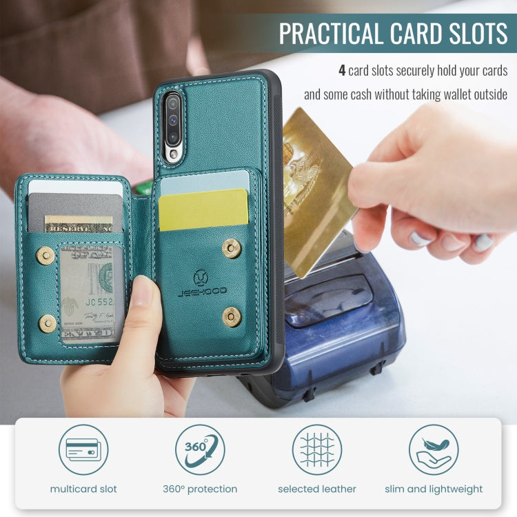 For Samsung Galaxy A50 JEEHOOD J05 Business Magnetic Style RFID Leather Phone Case(Blue Green) - Galaxy Phone Cases by JEEHOOD | Online Shopping UK | buy2fix