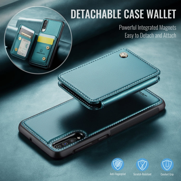For Samsung Galaxy A50 JEEHOOD J05 Business Magnetic Style RFID Leather Phone Case(Blue Green) - Galaxy Phone Cases by JEEHOOD | Online Shopping UK | buy2fix