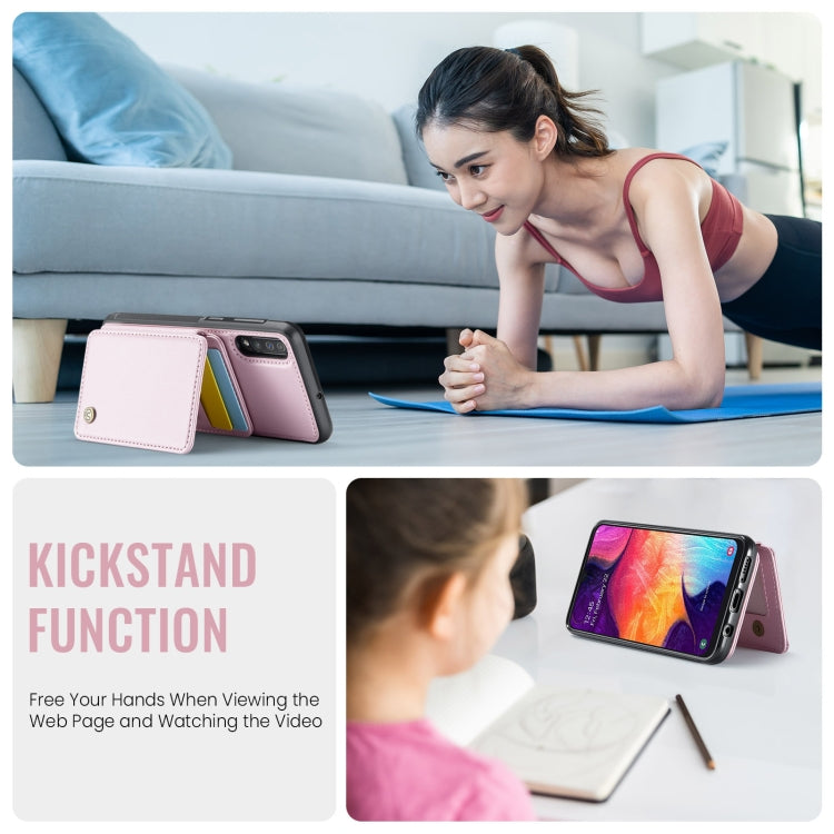 For Samsung Galaxy A50 JEEHOOD J05 Business Magnetic Style RFID Leather Phone Case(Pink) - Galaxy Phone Cases by JEEHOOD | Online Shopping UK | buy2fix