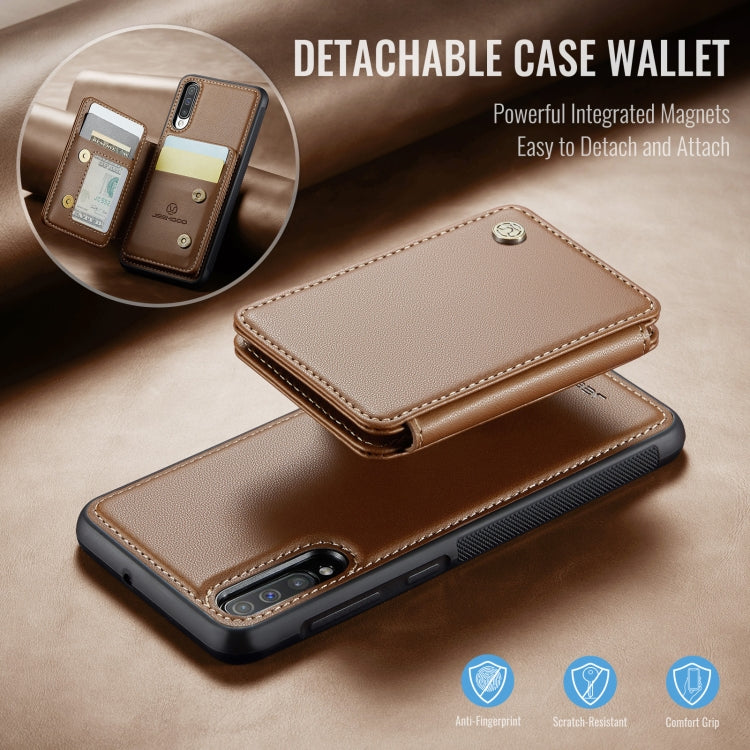 For Samsung Galaxy A50 JEEHOOD J05 Business Magnetic Style RFID Leather Phone Case(Brown) - Galaxy Phone Cases by JEEHOOD | Online Shopping UK | buy2fix