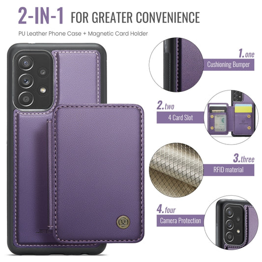 For Samsung Galaxy A52 5G / A52 4G JEEHOOD J05 Business Magnetic Style RFID Leather Phone Case(Purple) - Galaxy Phone Cases by JEEHOOD | Online Shopping UK | buy2fix