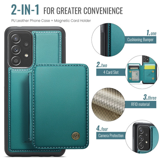 For Samsung Galaxy A52 5G / A52 4G JEEHOOD J05 Business Magnetic Style RFID Leather Phone Case(Blue Green) - Galaxy Phone Cases by JEEHOOD | Online Shopping UK | buy2fix
