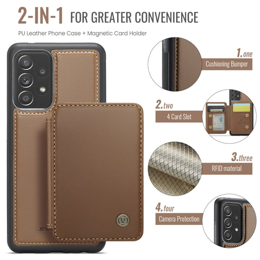 For Samsung Galaxy A52 5G / A52 4G JEEHOOD J05 Business Magnetic Style RFID Leather Phone Case(Brown) - Galaxy Phone Cases by JEEHOOD | Online Shopping UK | buy2fix